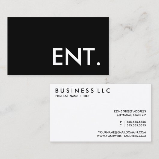 ENT. VISITEKAARTJE (Voorkant / Achterkant)