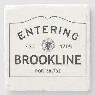 Entering Brookline Massachusetts Marble Onderzette Stenen Onderzetter
