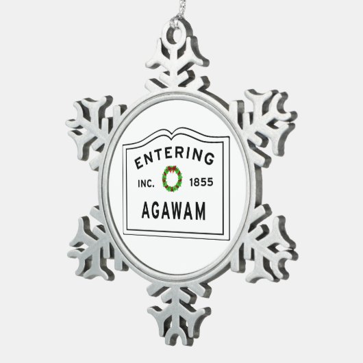 Entering Massachusetts Agawam Tin Sneeuwvlok Ornament (Rechts)