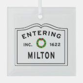 Entering Massachusetts Milton Glas Ornament (Voorkant)