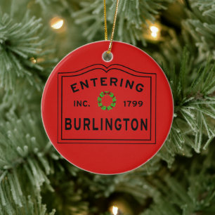 Entering Massachusetts Town Burlington Ceramic Orn Keramisch Ornament
