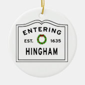 Entering Massachusetts Town Hingham MA Keramisch Ornament (Voorkant)