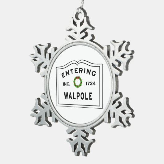Entering Massachusetts Town Walpole Tin Sneeuwvlok Ornament (Rechts)