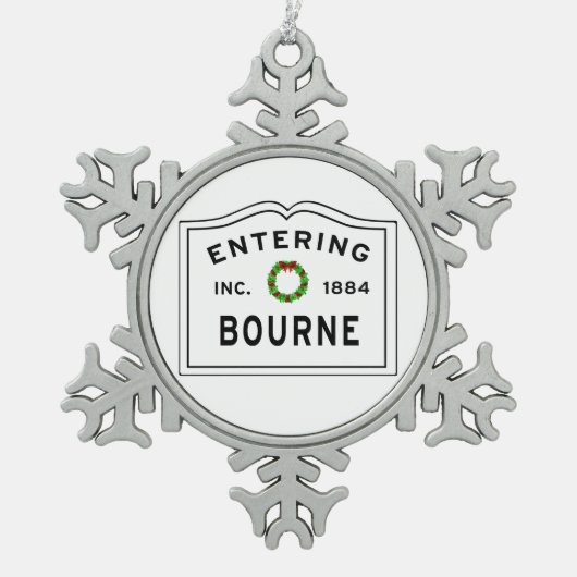 Entering Town Massachusetts Bourne Tin Sneeuwvlok Ornament (Voorkant)