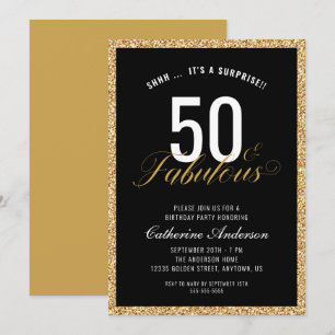 Enterprise 50 & Fabulous Gold Glitter Birthday Par Kaart