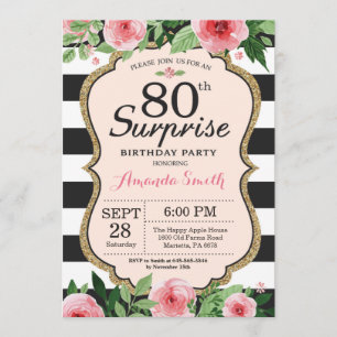 Enterprise 80th Birthday Invitation Women Floral Kaart