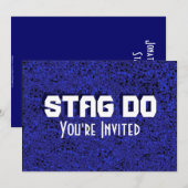 Enterrement de vie de garçon bleu invitation textu (Devant / Derrière)