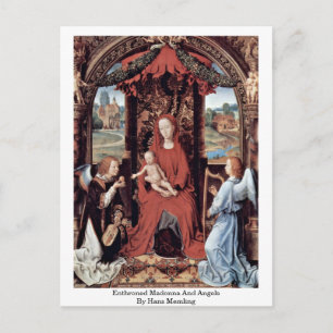 Enthroned Madonna en Angels door Hans Memling Briefkaart