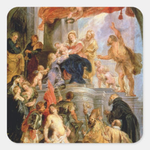 Enthroned Madonna met Child Vierkante Sticker