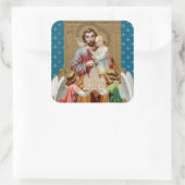Enthroned St. Joseph Receiving Vatican Maquette Vierkante Sticker (Tas)