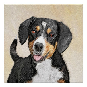 Entlebucher Berghond Schilderij - Originele Kunst Perfect Poster