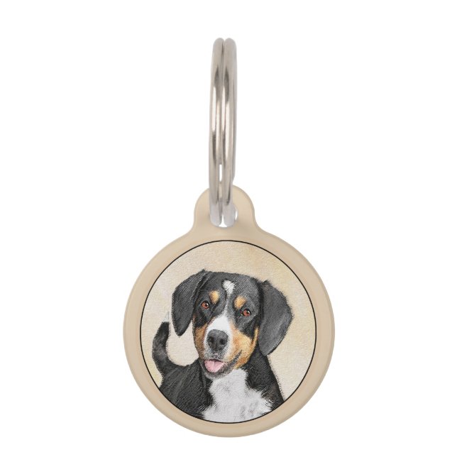 Entlebucher Mountain Dog schilderen - Originele ku Huisdierpenning (Voorkant)
