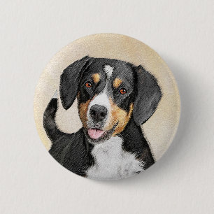 Entlebucher Mountain Dog schilderen - Originele ku Ronde Button 5,7 Cm