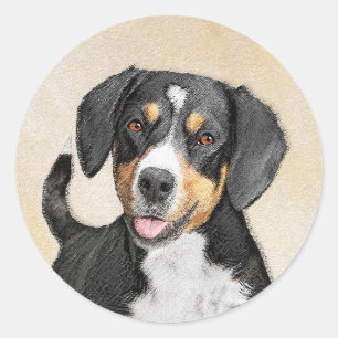 Entlebucher Mountain Dog schilderen - Originele ku Ronde Sticker