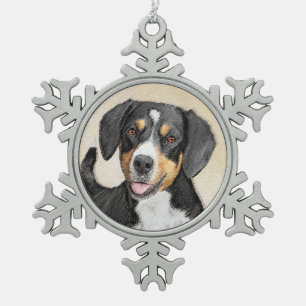 Entlebucher Mountain Dog schilderen - Originele ku Tin Sneeuwvlok Ornament