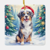 Entlebucher Mountain Dog Snowy Forest Santa Keramisch Ornament (Voorkant)