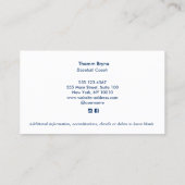 Entraîneur de baseball Crossed Bats Carte de visit (Dos)