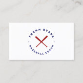 Entraîneur de baseball Crossed Bats Carte de visit (Devant)