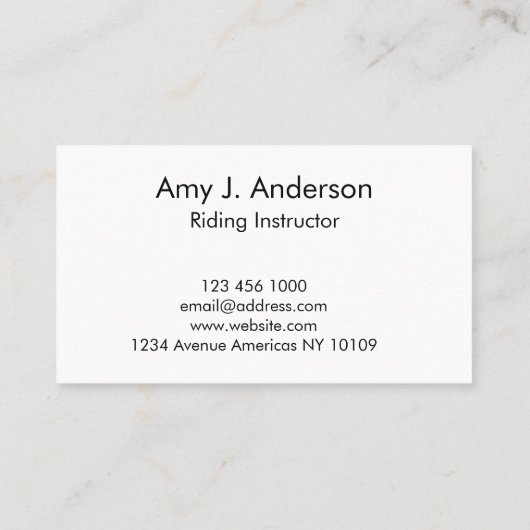 Entraîneur de chevaux / Carte de visite instructeu (Dos)