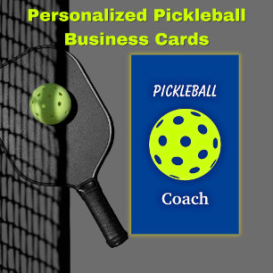 Entraîneur de Pickleball Carte de visite bleu jaun