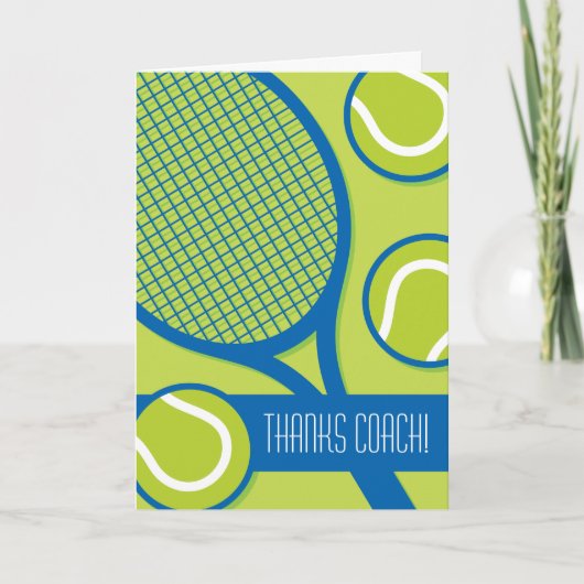 Entraîneur de tennis Carte de remerciements vert e (Devant)