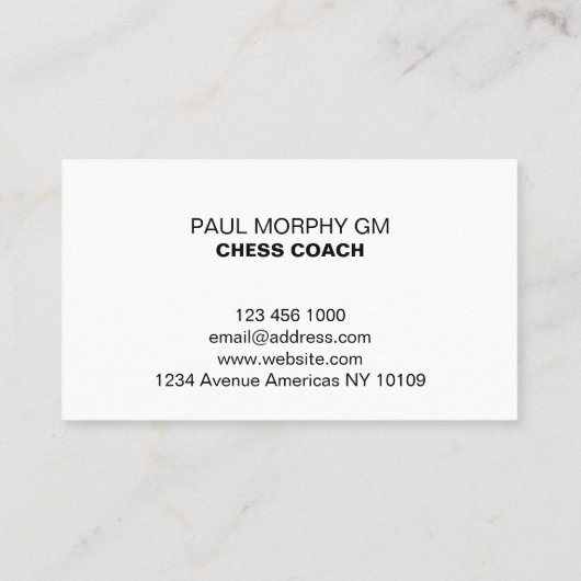 Entraîneur d'échecs / Carte de visite du Tuteur (Dos)