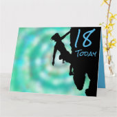 Entre rocher et ciel, grimpeur 18e carte d'anniver (Fleur jaune)