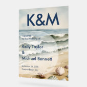 Entrée Mariage bleu côtier avec initiales (Angle)