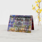 Entrée Risquée, carte crâne et os croisés (Fleur jaune)