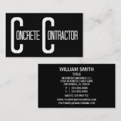 Entrepreneur en béton Noir Carte de visite simple (Devant / Derrière)
