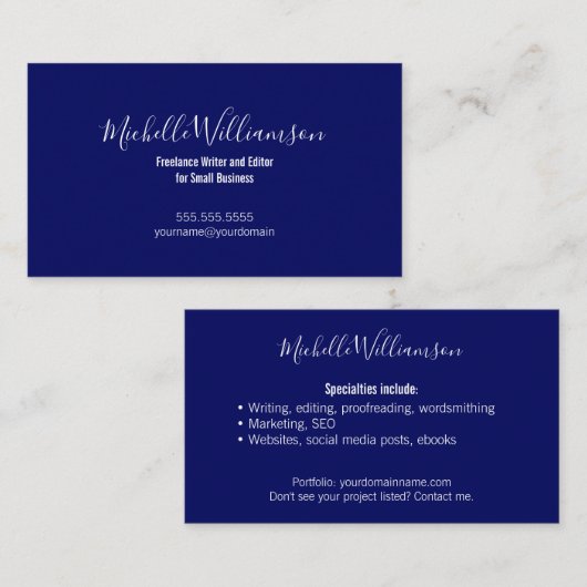 Entrepreneur Navy Blue Visitekaartje (Voorkant / Achterkant)