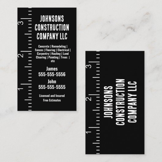 Entreprise de construction Carte de visite de ruba (Devant / Derrière)