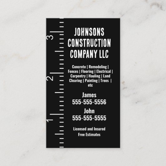 Entreprise de construction Carte de visite de ruba (Devant)