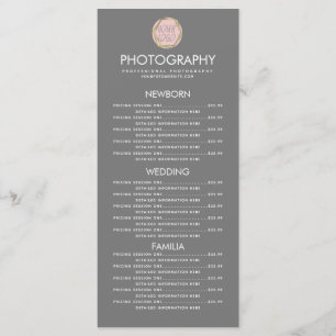Entreprise de photographie Votre logo Menu gris