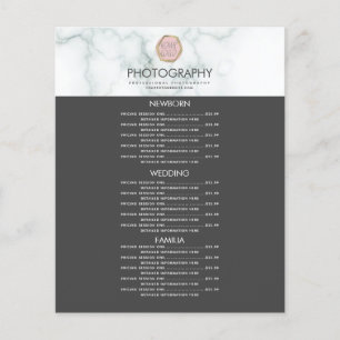 Entreprise de photographie Votre logo Menu Marbre