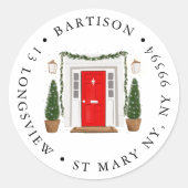 Entreprise de porte rouge Autocollant rond classiq (Devant)