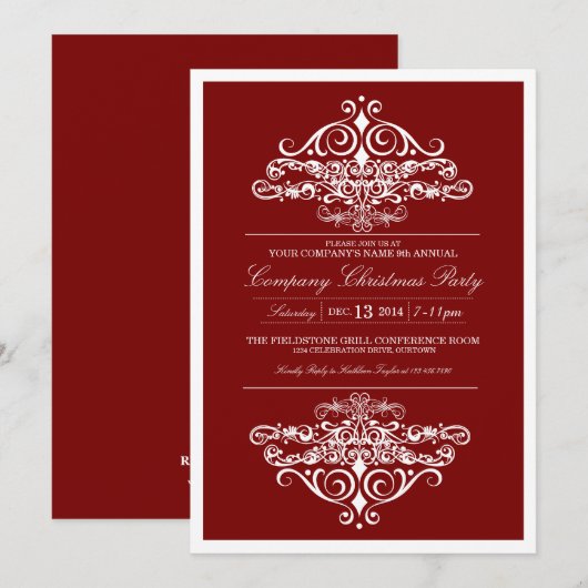 Entreprise élégante Noël Fête Invitation (Devant / Derrière)