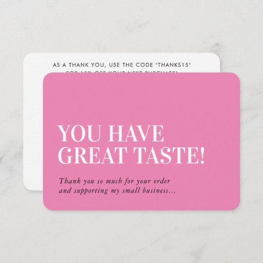 ENTREPRISE INSERT moderne merci bonbon rose (Devant / Derrière)