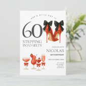 Entrer dans 60 Invitation Moderne Rouge et Noir (Debout devant)