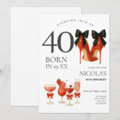 Entrer dans les 40 Invitation 40ème Moderne Rouge (Devant / Derrière)