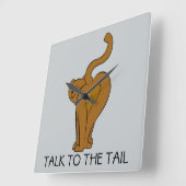 Entretien à la queue, horloge murale drôle de chat (Angle)