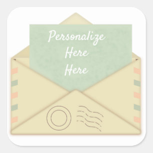 envelop en briefaankondiging vierkante sticker