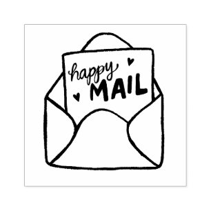Envelop Happy Mail postzegel Rubberstempel