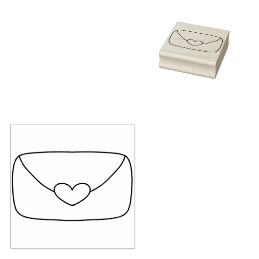 Envelop met Hart Sticker Rubberstempel (Gestempeld)