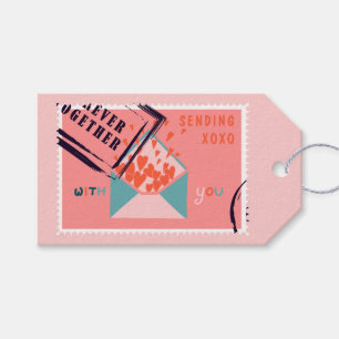 Envelop met Red Hearts-postzegel Cadeaulabel