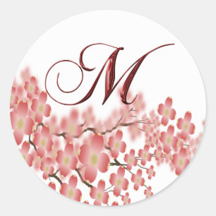 Envelope Seal Flowering Dogwood Monogram Weddensch Ronde Sticker
