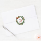 Envelope Seal Greenery Wreath met rendier Ronde Sticker (Envelop)