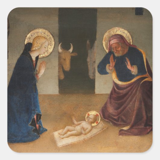 ENVELOPE SEAL : NATIVITEIT : ZANOBI STROZZI 1468 VIERKANTE STICKER (Voorkant)