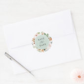 Envelope Seal Save the Date Sage Green Earth Tones Ronde Sticker (Envelop)