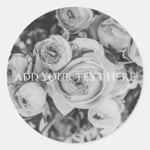 ENVELOPE SEAL STICKER: PEONIES (B + W) RONDE STICKER